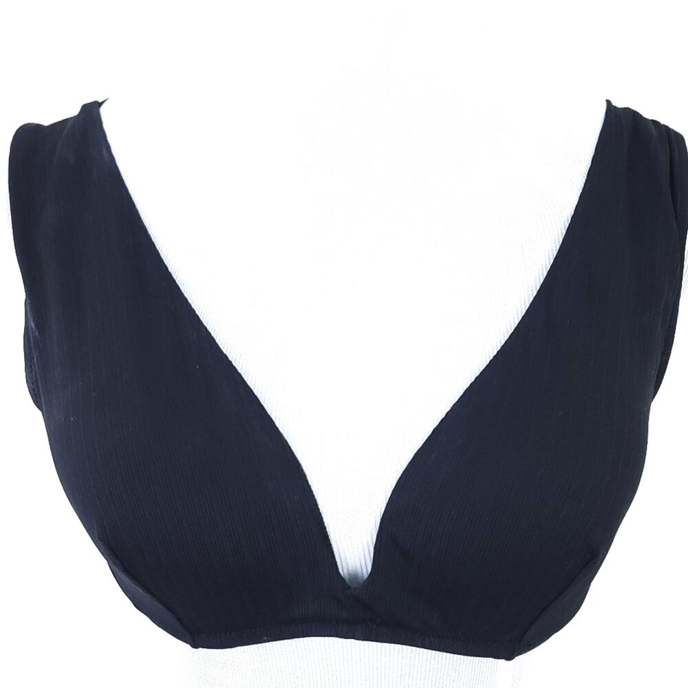Shade & Shore Black Bikini Swimsuit Top 34D Back Closure Bra Strap Adjustable